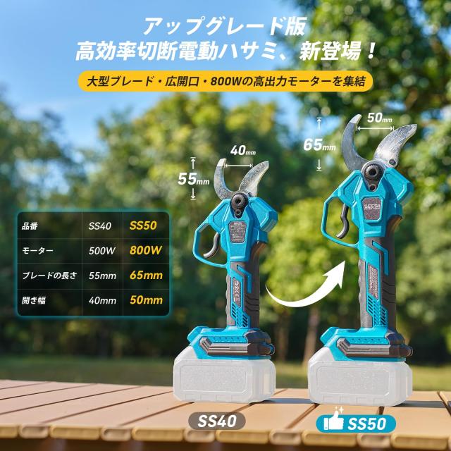 【2025新型】SEESII充電式剪定ばさみ 電動剪定バサミ 開き口50mm 高枝切りの延長ポールと接続可能ブラシレスモーター採用 LEDディスプレ_1