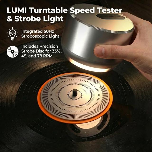 HumminGuru LUMI レコードウェイトスタビライザー＆ターンテーブルスピードテスター | 33/45/78RPMストロボディスク＆ライト | 300g LPア_2