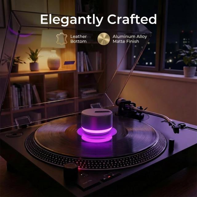 HumminGuru LUMI レコードウェイトスタビライザー＆ターンテーブルスピードテスター | 33/45/78RPMストロボディスク＆ライト | 300g LPア_4
