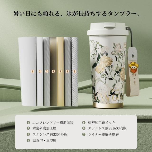 GERM 花アート系 タンブラー ｜500ml 真空断熱?ステンレスボトル