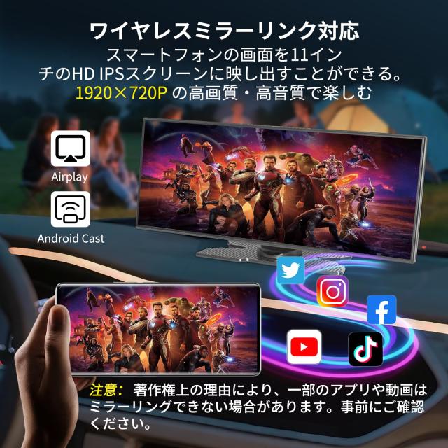 【大画面11.5inch】 kuayvan ディスプレイオーディオ 11.5インチ ポータブル カーオーディオ ドライブレコーダー 64GB SDカード＆4K CarPl_2
