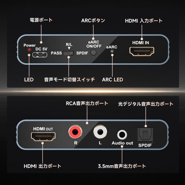 avedio links HDMI 2.1 音声分離器 8K60Hz 4K120Hz対応 HDMI Audio Extractor 5.1ch ARC/eARC CEC Dolby Atmos DTS AAC ALLM VRR 光デジ