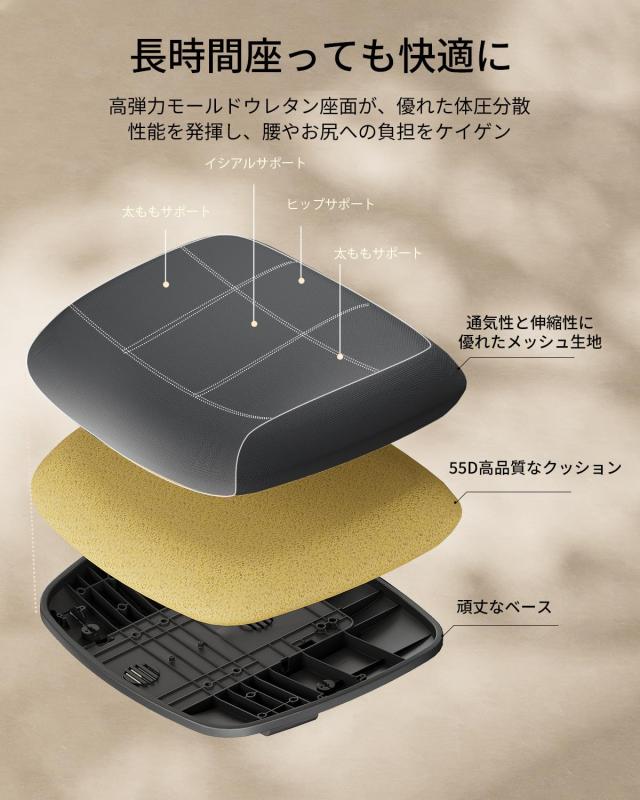 ProtoArc EC200 オフィスチェア 人間工学椅子 座面スライド広い座面 55Dモールドウレタンフォームのクッション 3Dヘッドレスト 2Dランバ_4