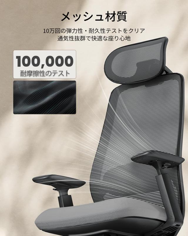 ProtoArc EC200 オフィスチェア 人間工学椅子 座面スライド広い座面 55Dモールドウレタンフォームのクッション 3Dヘッドレスト 2Dランバ_7