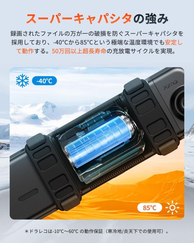 【3年品質保証 64GBカード付属】70mai Dash Cam S410 ミラー型ドライブレコーダー 前後カメラ 370万画素 F1.55 WDR 超強暗視 デジタルイ_5