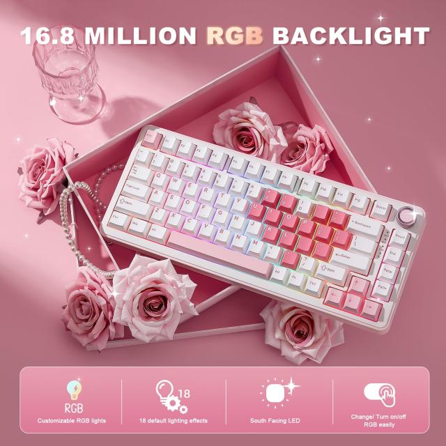 YUNZII B75 PRO 75% ガスケットゲーミングキーボード 無線メカニカル
