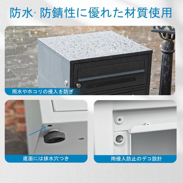 HIROMORI 宅配ボックス 屋外 宅配box 96L 大容量 ポスト一体型 二段式 置き配ボックス 郵便受け 防水防錆 大型 案内ステッカー付き 簡単