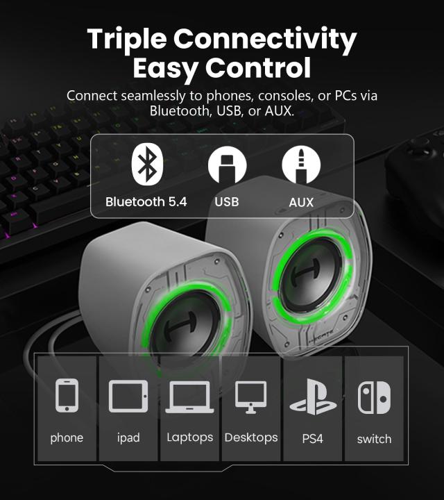 Edifier 【エディファイア】 G1000 II 卓上 小型 RGB ゲーミングスピーカー ｜ PS5 Pro/PS5/PS4/Switch 2/Switch等対応 ｜ 2.0ch PC アク_3