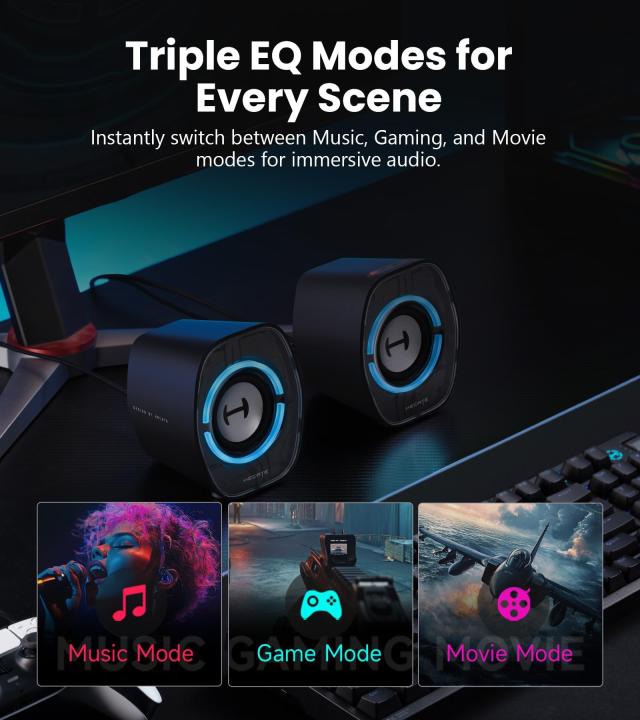 Edifier 【エディファイア】 G1000 II 卓上 小型 RGB ゲーミングスピーカー ｜ PS5 Pro/PS5/PS4/Switch 2/Switch等対応 ｜ 2.0ch PC アク_4
