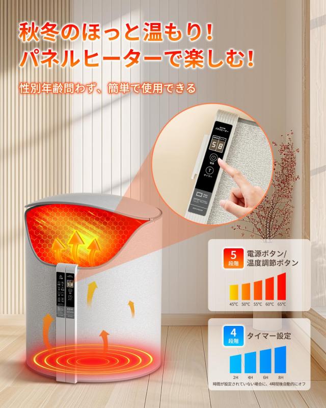 パネルヒーター 足元【540°全方位発熱＆2025新登場】デスクヒーター 筒