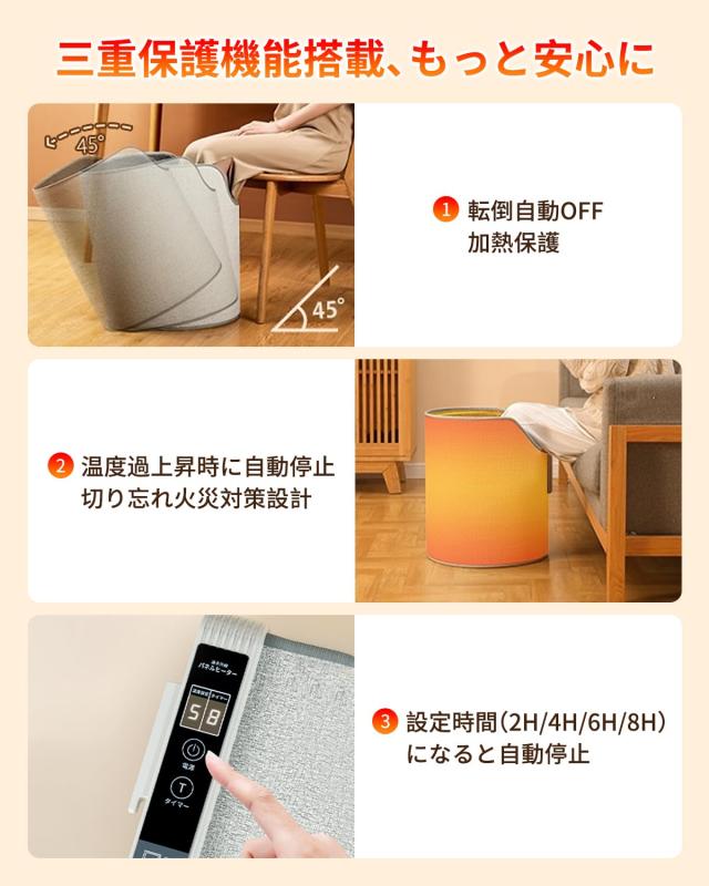 パネルヒーター 足元【540°全方位発熱＆2025新登場】デスクヒーター 筒