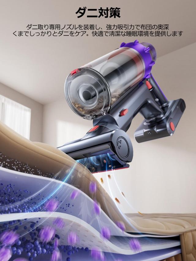 掃除機 コードレス 【2026モデル 110Kpa強力吸引力 600W 布団クリーナー】オートモード 置くだけ充電 SMOTURE サ