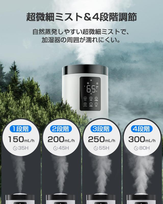 加湿器 大容量 9L 【2025新技術採用 5重除菌浄化＆AI知能調湿】 超音波