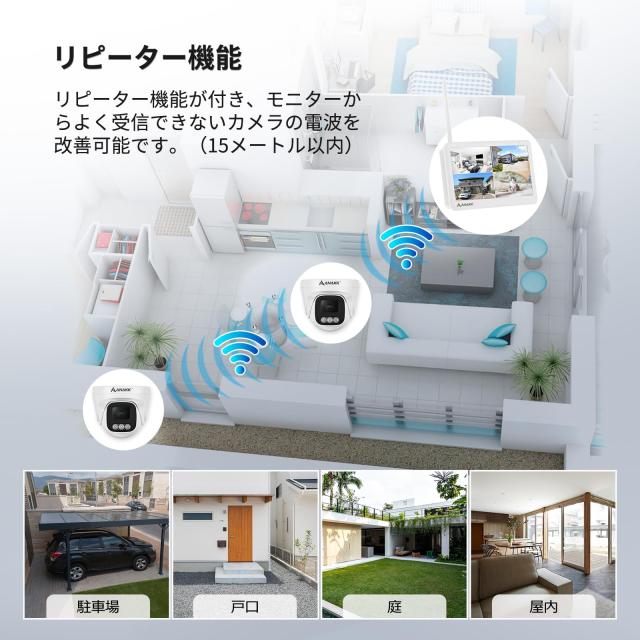 Anakk 防犯カメラ 屋外 800万画素対応 2台 130°広角撮影 IP67防水 wifi ドーム型 監視カメラ AI人感センサー 投光威嚇 室内防犯カメラ_4