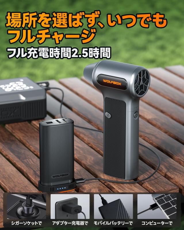WOLFBOX エアダスター 電動 強力ブロワー 大出力 雪下ろし 最大風速88m/s以上 11万回転【2026最新・バッテリー交換可能】5000mAh大容量 1_8