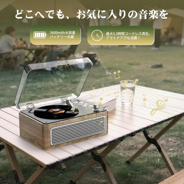 Gueray CDプレーヤー レトロ Bluetooth受信＆送信 HiFIスピーカー内蔵