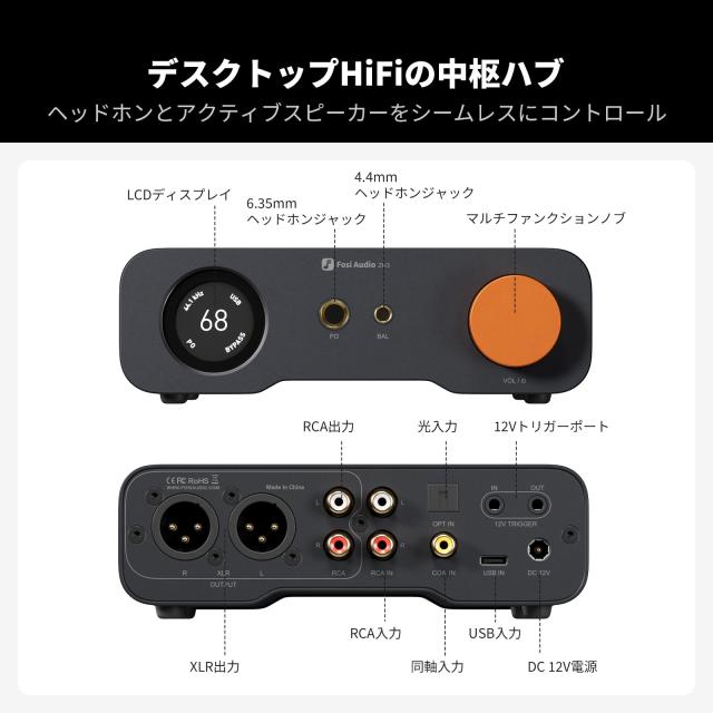Fosi Audio ZH3 DAC ヘッドホンアンプ フルバランスプリアンプ