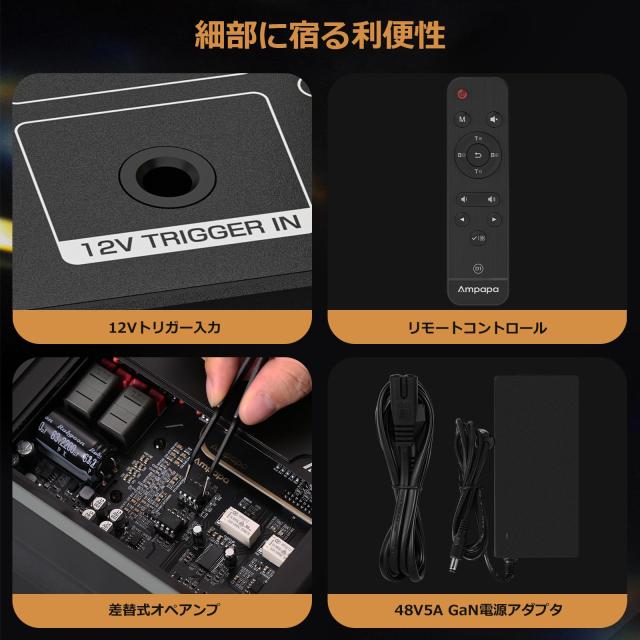 Ampapa 2チャンネル Bluetooth アンプ: HiFi 300W x2 ステレオアンプ