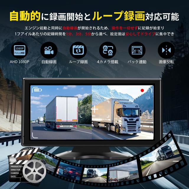 Soinndo 10.36インチバックカメラモニターセット Carplay Android Auto対応 ワイドバックモニター_2