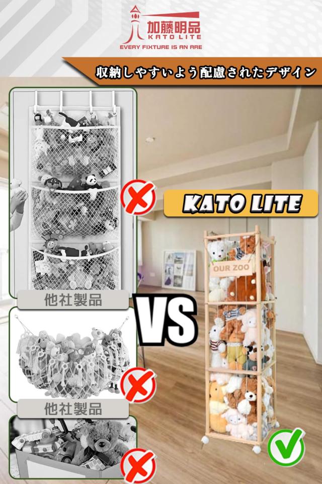 KATOLITE ぬいぐるみ 収納 収納庫 ぬいぐるみオーガナイザーメッシュ おもちゃ整理棚 車輪付き360°回転 寝室 リビング 子供部屋 プレイ_2