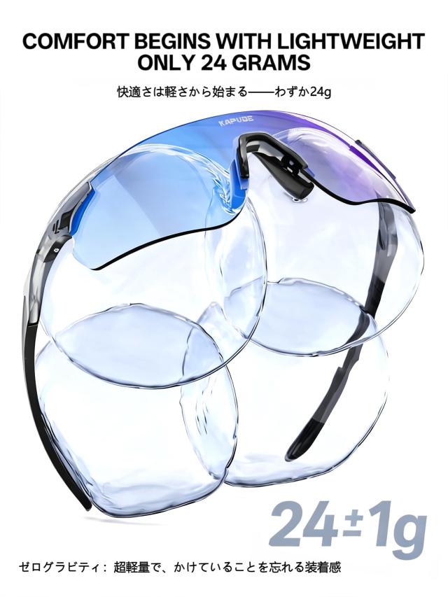 KAPVOE スポーツサングラス メンズ レディース 調光レンズ 軽量TR90フレーム UV400紫外線カット サイクリング ランニング マラソン MTB_2