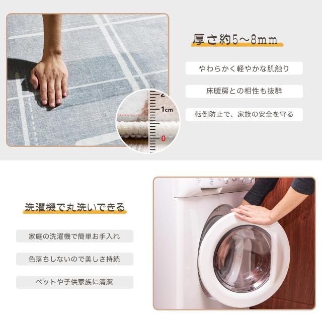 カーペット ラグ ラグマット 洗える Homiin 185x185cm 約2畳 絨毯 北欧 おしゃれ 耐磨耗性 防ダニ 滑り止め ホットカーペット対応 防音_5