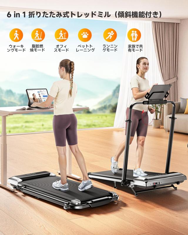 TOPUTURE ルームランナー 時速1~12km 傾斜7%電動 ランニングマシン APP