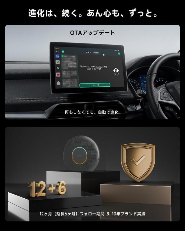 CarPlayワイヤレスAI Box／Android Autoワイヤレス対応 カープレイAIボックス、 4GB+64GB 、4G LTE SIM対応 YouTube・Netflix・Spotify視_7