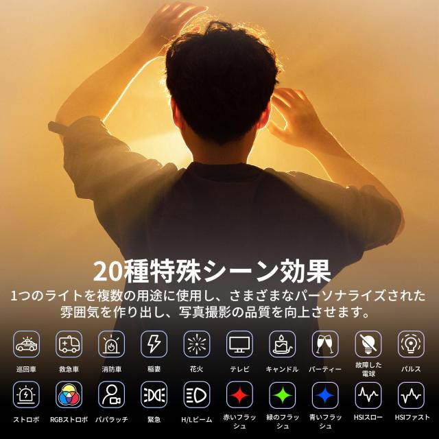 Ulanzi 100W RGB撮影用ライト LEDビデオライト RGBライト 2700K-6500K 無段階調光 超高輝度 常定光ライト 撮影補助光 30025Lux @0.5m 20