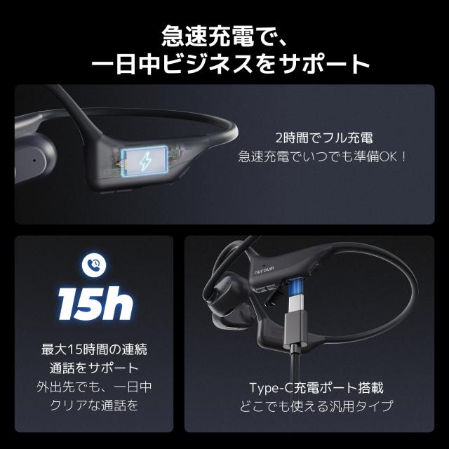 Nuroum OpenEar Pro2 オープンイヤーイヤホン マイク付き