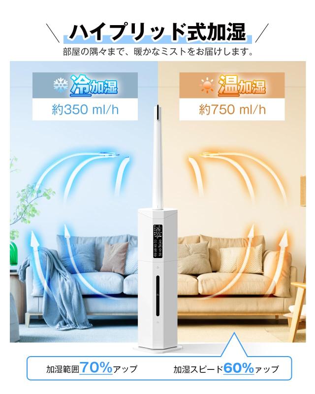 Yutogen 加湿器 大容量 9L 【2025新登場 自動首振り・加熱ミスト・AI知能