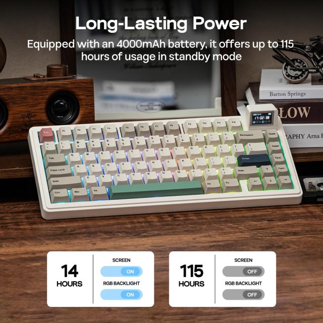 EPOMAKER RT82 ワイヤレスゲーミングキーボード 液晶付き VIAカスタム 75% テンキーレス 無線 2.4GHz/USB-C/BT5.0 メカニカルキーボード_5