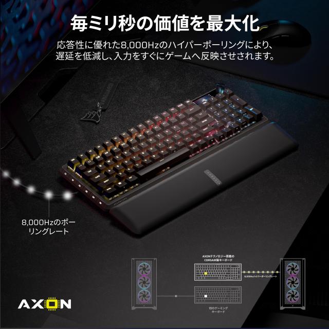 CORSAIR VANGUARD 96 PRO 有線ゲーミングキーボード 96% 配列 Hall Effect メカニカル ？ MLX Hyperdrive リニアスイッチ, LCDスクリーン_2