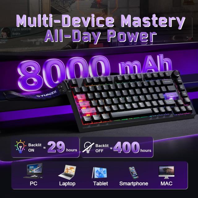 YUNZII RT75 PRO ワイヤレスゲーミングキーボード ラピッドトリガー