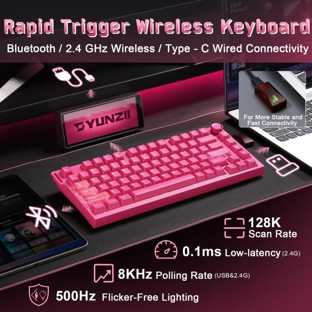 YUNZII RT75 PRO ワイヤレスゲーミングキーボード ラピッドトリガー