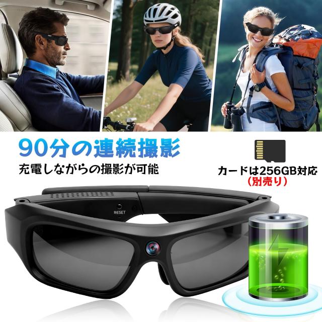 4Kアクションカメラ 小型ウェアラブルカメラ 140°広角 小型Vlogビデオカメラ IP66防水 256GB対応 サングラス 録画 撮影 両手を自由に使_4