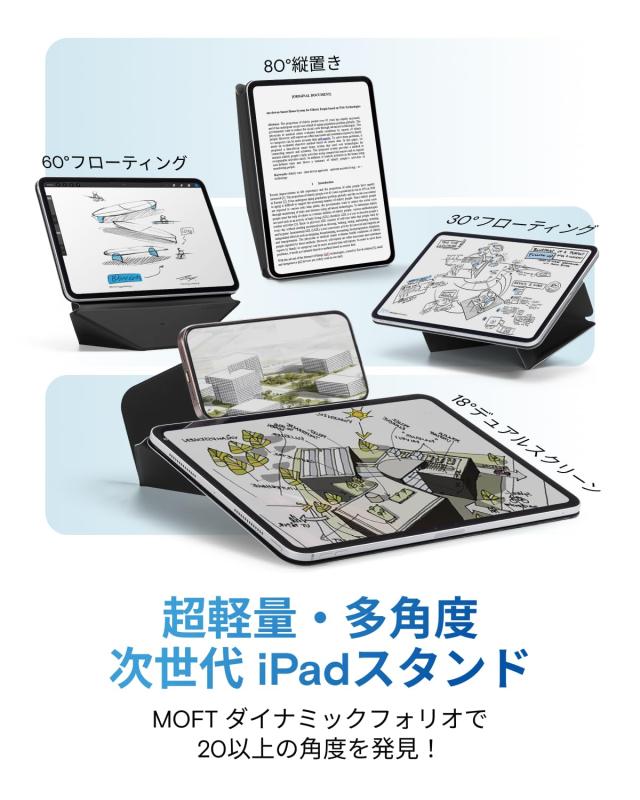 MOFT【公式直営店】ダイナミックフォリオ iPad Pro 12.9 ケース（第6/5/4世代、2020-2022）iPadカバー 多角度調整 横置＆縦置 iPadスタン_1