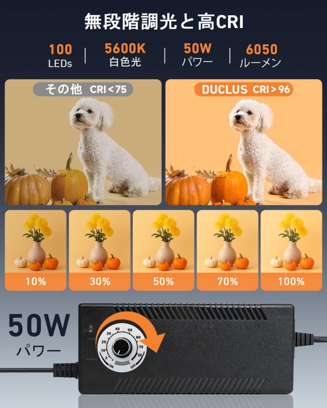 DUCLUS 撮影ボックス 60cm 撮影キット 折りたたみ、高い CRI＞96 の 6050LM LED ライト、無段階調光、360° 調節可能ライトパネル、6色マ_2