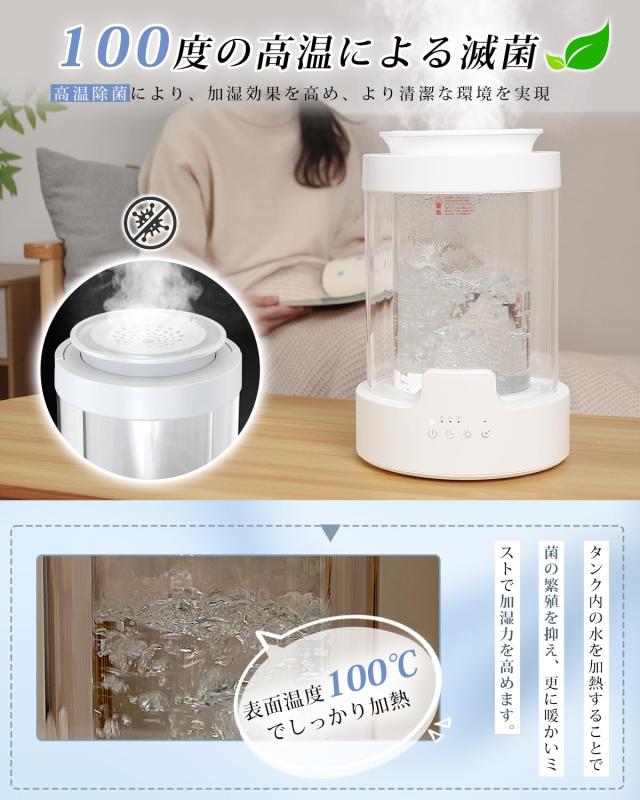 加湿器 スチーム式 加熱式 【2025冬新登場 100℃高温除菌】3L