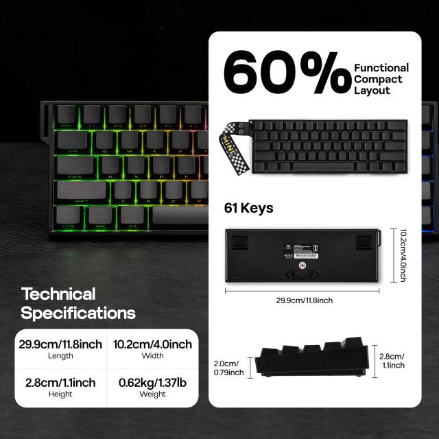 MechLands Aula Mini60 HE PRO ワイヤレスホール効果キーボード 4000mAhバッテリー 高速トリガー搭載 磁気式ゲーミングキーボード 調整可_3
