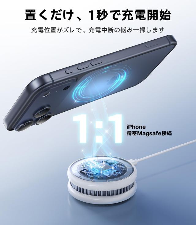 TORRAS Ostand PolarCircle【Qi2.2 25W急速・瞬間冷却】MagSafe充電器 ペルチェ素子 静音ファン スマホ冷却 ワイヤレス充電 折りたたみ式_5