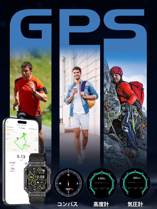 スマートウォッチ【2025最新進化 ChatGPT搭載 AI文字盤 内蔵GPS】高輝度懐中電灯 2.01インチ大画面 Bluetooth5.3通話 LINE/メッセージ通