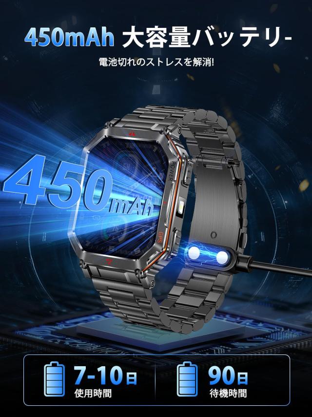 スマートウォッチ【2025最新進化 ChatGPT搭載 AI文字盤 内蔵GPS】高輝度懐中電灯 2.01インチ大画面 Bluetooth5.3通話 LINE/メッセージ通