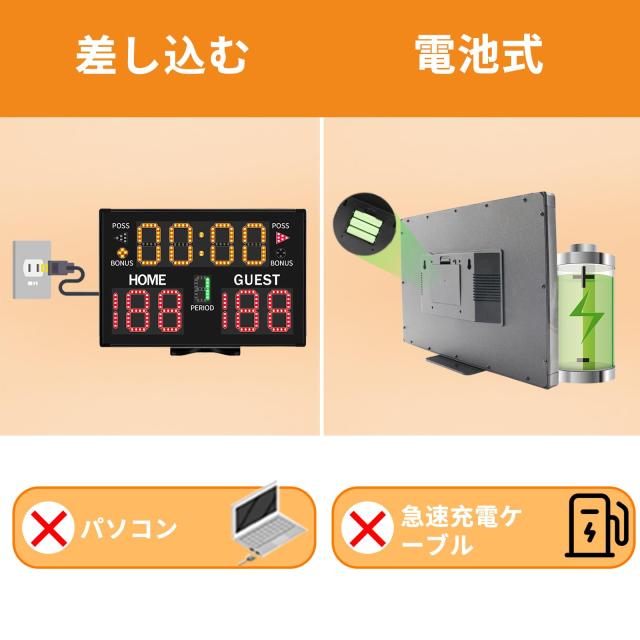 YZ 電池式電子バスケットボールスコアボードタイマー時計スタンド付き