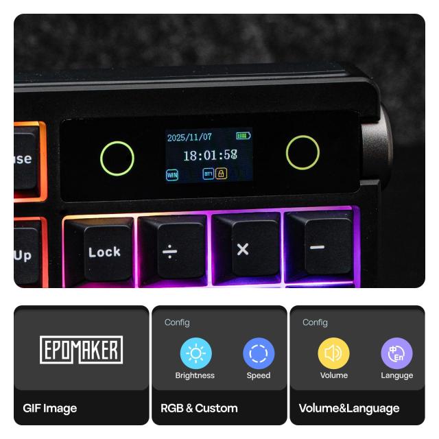 EPOMAKER TH108 PRO フルサイズメカニカルキーボード 画面 ノブ付き ワイヤレスゲーミングキーボード クリーミーガスケット 10000mAh内蔵_2
