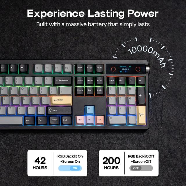 EPOMAKER TH108 PRO フルサイズメカニカルキーボード 画面 ノブ付き ワイヤレスゲーミングキーボード クリーミーガスケット 10000mAh内蔵_3