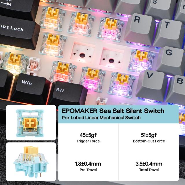 EPOMAKER TH108 PRO フルサイズメカニカルキーボード 画面 ノブ付き ワイヤレスゲーミングキーボード クリーミーガスケット 10000mAh内蔵_5