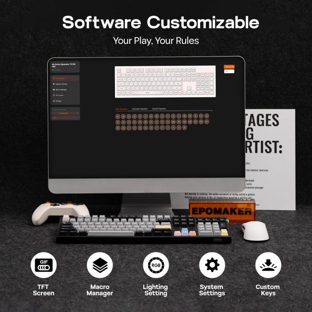 EPOMAKER TH108 PRO フルサイズメカニカルキーボード 画面 ノブ付き ワイヤレスゲーミングキーボード クリーミーガスケット 10000mAh内蔵_6