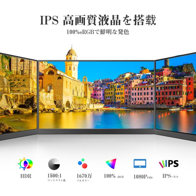 KEEPTIME モバイルモニター 15.6インチ モバイルディスプレイ 卓上スタンド付き ノートPCスタンド付き 高輝度300nit 100％sRGB広色域 192_3
