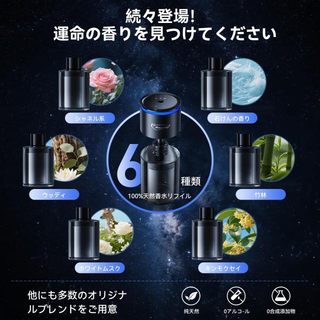2026年新登場・160mL 大容量】Haucey ホワイトムスク 車 芳香剤 超音波 